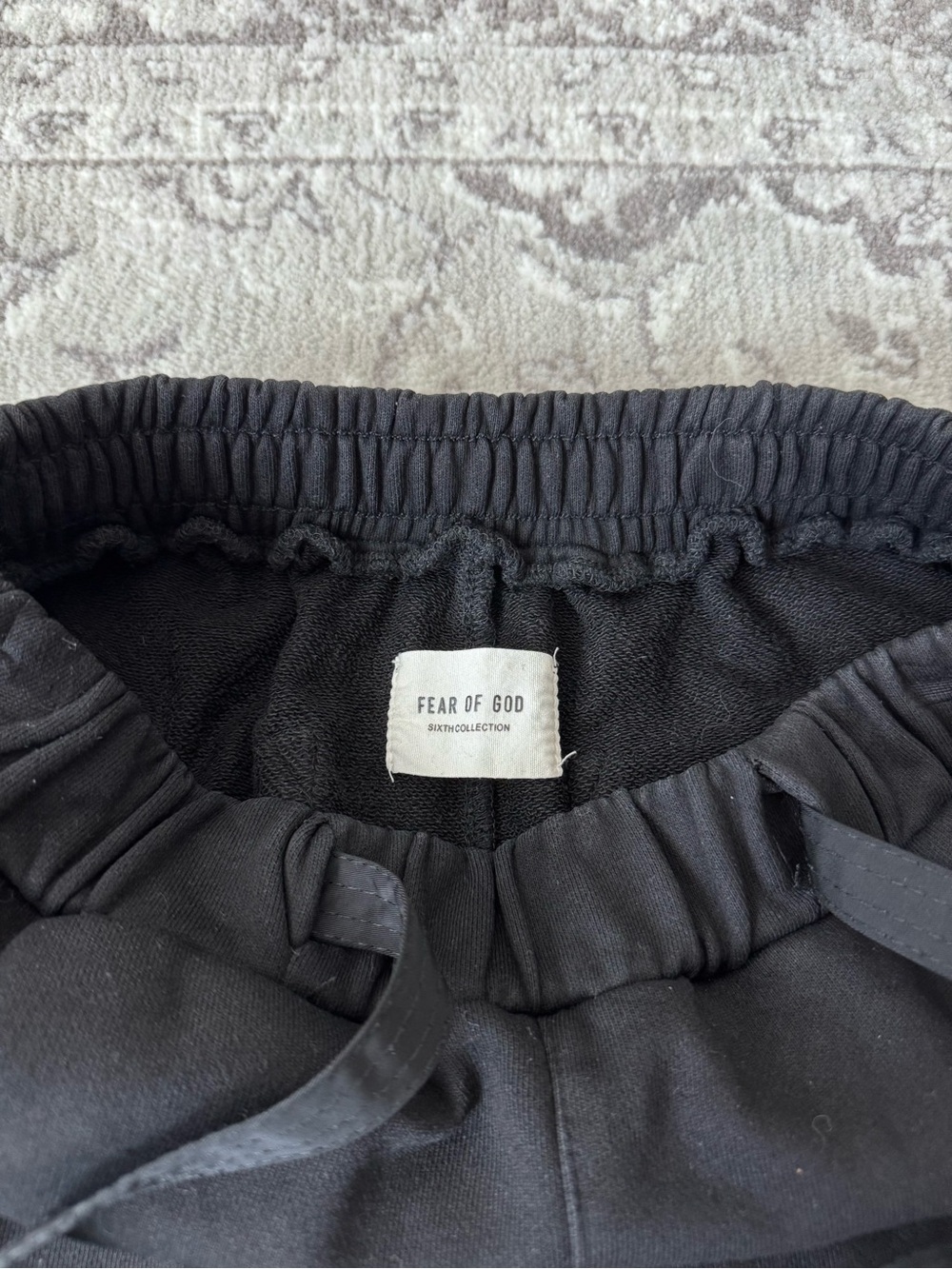 Fear of God Sixth Collection Black Drawstring 100% Cotton Jogger Pants - Size M - Picture 4 of 10